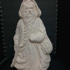 Unpainted Ceramic Old world Santa carrying Roses - DIY Craft Ready to Paint