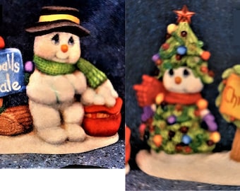 Unpainted Ceramic Bisque Clay Magic Snowmen w/Signs: Snowballs for Sale OR O Christmas Tree BOTH or EACH Unfinished Ceramic Ready to Paint