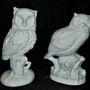 Unpainted Ceramic Bisque PAIR of Small Owls Ready to Paint Ceramic Bisque Paint Your Own Pottery - U Paint Ceramic Bisque