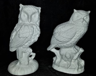 Unpainted Ceramic Bisque PAIR of Small Owls Ready to Paint Ceramic Bisque Paint Your Own Pottery - U Paint Ceramic Bisque