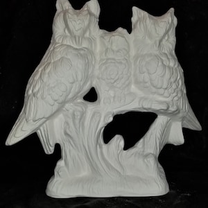 Unpainted Ceramic Bisque Three Owls on Branch Owl Family Unpainted Ceramic  Ceramic Bisque Paint Your Own Pottery U Paint Ceramic Bisque