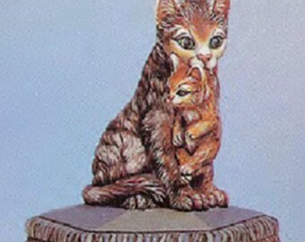 Ready to Paint Ceramic Bisque Cat with Kitten - Unpainted Pottery