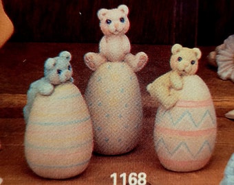 Unpainted Ceramic  Set of 3 Small Bears Climbing Easter Eggs Unpainted Ceramic Bisque Paint Your Own Pottery U Paint Ceramic Bisque