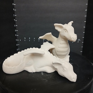 Unpainted Ceramic Bisque Dragons PAIR One Sleeping One Sitting Dragon BOTH or EACH Ready to Paint Your Own Pottery U Paint Ceramic Bisque