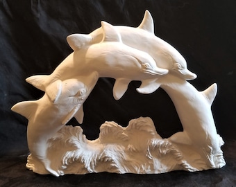 Dolphin Arch: Unpainted Ceramic Bisque, Ready to Paint