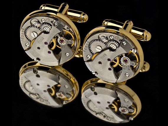Watch Movement Cufflinks / Steampunk Cufflinks / Watch Cufflinks/ Sterling Silver Cufflinks or Gold Cufflinks/ Groomsmen Gifts/ 925 Jewelry