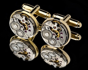 Uhrwerk Manschettenknöpfe / Steampunk Manschettenknöpfe / Uhr Manschettenknöpfe / Sterling Silber Manschettenknöpfe 14K Gold Manschettenknöpfe / Groomsmen Geschenke / 925 Schmuck