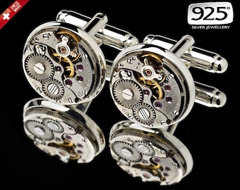 Montre mouvement 16mm boutons de manchette Steampunk vintage mariage marié cadeau hommes rétro présent Steampunk boutons de manchette garçons d'honneur cadeaux de Noël