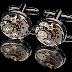 Watch Movement 16mm Cufflinks Steampunk Vintage Wedding Groom Gift Mens Retro Present Steampunk Cuff Links Groomsmen Gifts Christmas