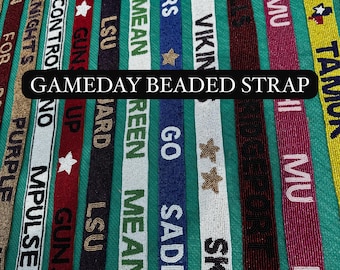 Gameday Custom Beaded Purse Strap, Personalized Football Bag Strap, Handmade Beaded Strap, Stadium Clear Bag Strap, Team Colors Gift for Her