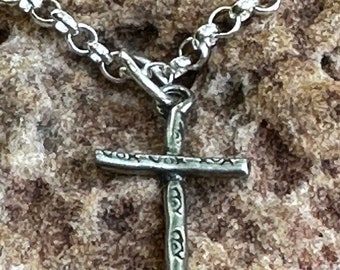 Good Life Sterling charm cross, 16 1/2” designer cross on designer paper clip dainty chain. Very feminine and classy look.