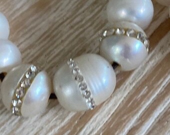 3 Angels....Endless love Classic natural Pearls,  hand  wrapped with hemp and real crystals, Stunning!