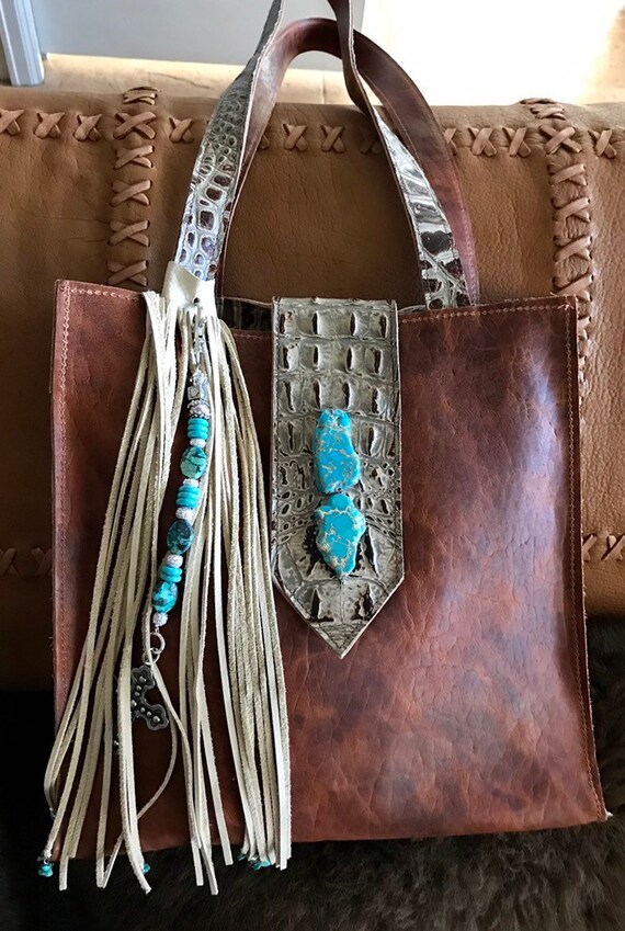 Bison Leather Handbags - Turquoise Leather Handbags Bison Leather Handbags - Turquoise Leather Handbags