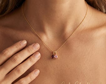 Aangepaste geboortesteenketting, gepersonaliseerde druppelvormige geboortesteenhanger, 925 sterlingzilveren familieketting, cadeau-sieraden moeder oma