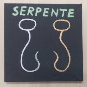 Serpent Snake Motif Art, Original Japanese-Inspired Calligraphy Postcard