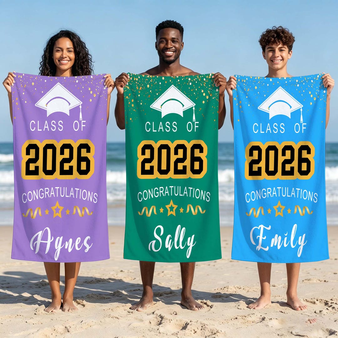 Personalized Graduation Beach Towel, Personalized Name Towel,graduation ...