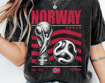 Camiseta de fútbol vintage de Noruega, camiseta conmemorativa de Noruega, camiseta retro de Noruega para el Mundial 2026, camiseta gráfica de fútbol de Noruega, camiseta de fútbol urbana