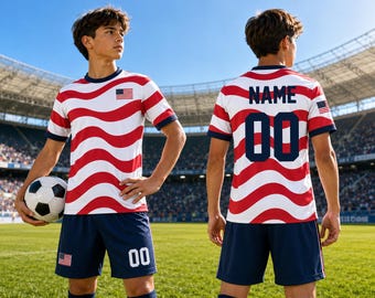 Camiseta de fútbol Liberty Wave 2026, equipación personalizada de fútbol de EE. UU., conjunto de fútbol con nombre y número personalizados, regalo para aficionados de EE. UU.