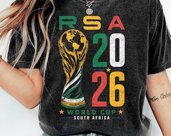 Camiseta vintage de Sudáfrica de fútbol con colores cómodos, camiseta retro para aficionados al fútbol, camiseta del Mundial 2026, camiseta gráfica de fútbol de Sudáfrica, regalo para amantes del fútbol