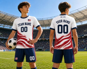 Camiseta de fútbol Heritage 1776 2026, Kit de fútbol de EE. UU. personalizado, Conjunto de fútbol patriótico con nombre y número personalizados, Regalo para el aficionado de EE. UU.