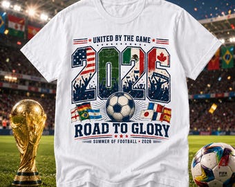 Camiseta Camino a la Gloria 2026, Camiseta para Aficionados al Fútbol de la Copa Mundial, Camiseta de Fútbol Comfort Colors, Regalo Unidos por el Juego, Camiseta Gráfica para el Día del Partido