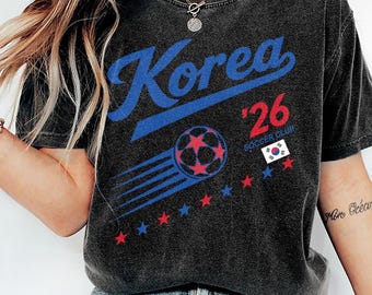 Camiseta de fútbol de Corea 2026, camiseta vintage para aficionados al fútbol coreano, camiseta retro con estampado para el día del partido, camiseta del club de fútbol Korea Pride, regalo para amantes del fútbol.