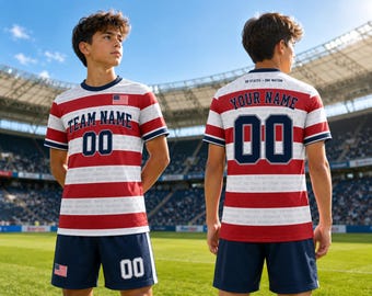 Camiseta de fútbol 50 Estados Una Nación 2026, Kit de fútbol de EE. UU. personalizado, Conjunto de fútbol con nombre y número personalizados, Regalo patriótico para aficionados