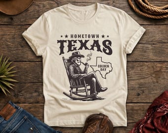Camiseta con estampado de vaquero de Texas, camiseta vintage estilo western cómoda.