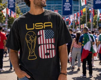 Camiseta de fútbol de EE. UU. 2026, camiseta de la Copa Mundial de EE. UU., camiseta patriótica para aficionados al fútbol, camiseta gráfica Comfort Colors 1717, regalo para el día del partido de EE. UU.