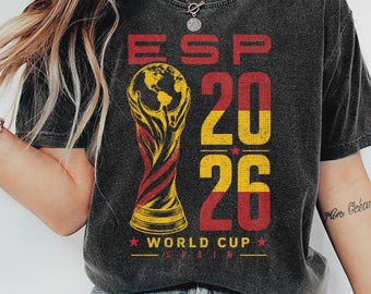 Camiseta vintage de fútbol de España con colores cómodos, camiseta retro para aficionados al fútbol español, camiseta del Mundial 2026, camiseta gráfica con orgullo español, regalo para el Día del Padre
