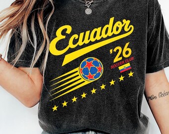 Camiseta de fútbol de Ecuador 2026, camiseta retro para aficionados al fútbol de Ecuador, camiseta vintage con gráficos de clubes de fútbol, camiseta para el día del partido de Ecuador, regalo para amantes del fútbol.