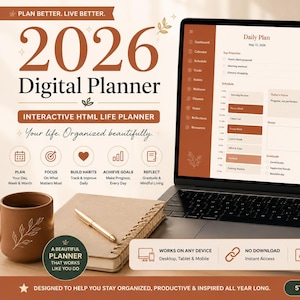 Planificador de vida Aplicación web Rastreador de presupuesto Plantilla Lista de tareas Hábitos Productividad Meta Planificador diario Planificador de vida digital interactivo HTML