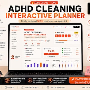 ADHD Planner Digital Download | Gamified Daily Planner | Focus Timer + Habit Tracker + Brain Dump | Interactive HTML Productivity Tool