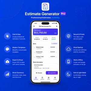 Small Business Estimate Generator, Instant Quote Template, PDF & Excel Estimate Maker, HTML Web App, Contractor Quote Tool