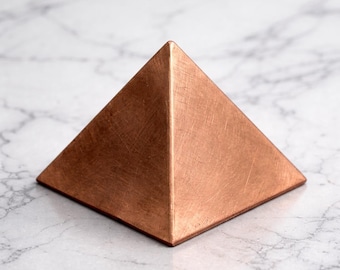 Handcrafted Pure Copper Pyramid, 3-Inch Meditation Decor, Vastu Geometric Accent