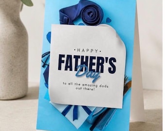Plantilla editable para tarjeta del Día del Padre / Plantilla de Canva de descarga instantánea / Tarjeta de felicitación del Día del Padre / Tarjeta imprimible para el Día del Padre (hazlo tú mismo)