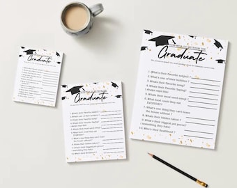 Juego para la fiesta de graduación / Actividad "¿Cuánto conoces al graduado?" (PDF de descarga instantánea)