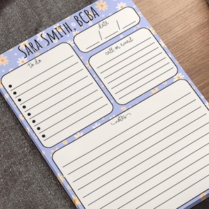 Personalized Floral Behavior Analyst Note Pads, Bcba to do list, Gift for BCBA, Custom Post-it® Notes 4x6&quot;