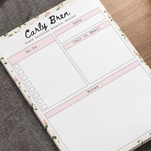 Personalized Behavior Analyst To-Do List Post-it® Notes, Custom Name Notepad with Checklist, Pink Rose ABA Stationery, Gift for BCBA