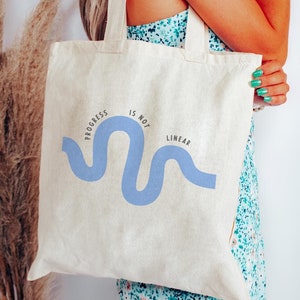 Progress is Not Linear Tote bag, canvas bag for teacher aba therapist slp ot, Gift for educator, Cotton Canvas Tote Bag