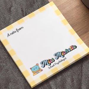 Personalized School Psychologist Post-it® Notes, Retro Style School Psych Name Sticky Notes, Organizational Gift for School Psych