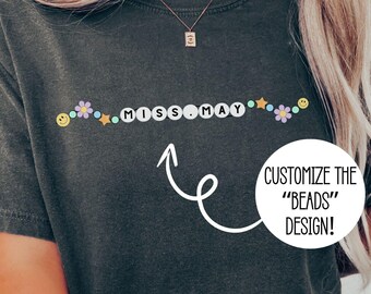 Custom Friendship Bracelet shirt, Comfort Colors friendship bead tee, gift for her