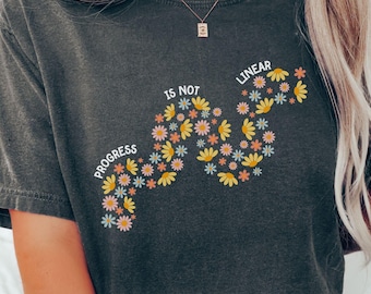 Floral Progress is Not Linear T-shirt, ABA Special Education Gift, Comfort Colors