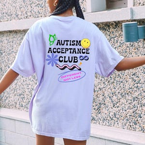 Retro Autism Acceptance Club T-shirt | Different Not Less Groovy Tee Orchid