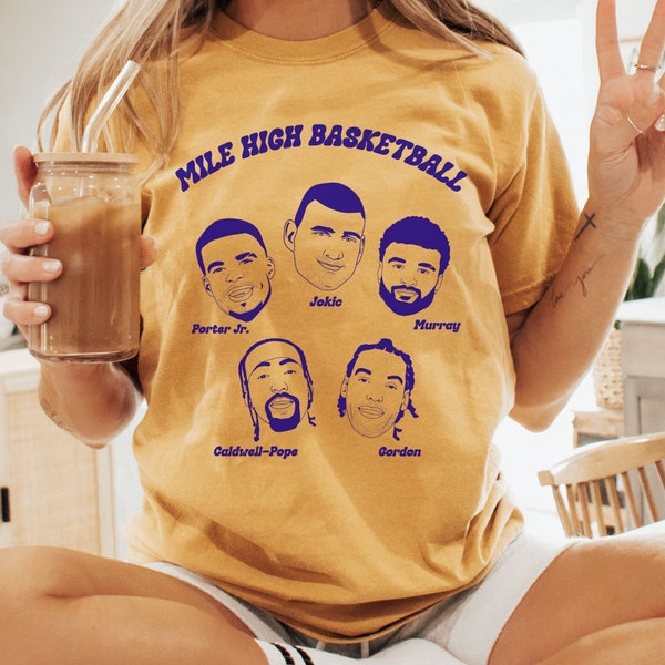 Denver Basketball Starting 5 Shirt, Mile High Basketball Players, Unisex Comfort Colors shirt