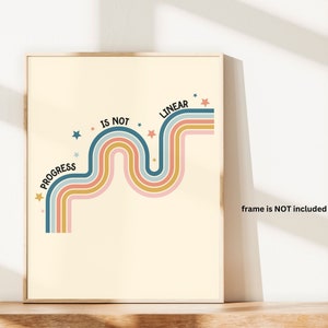 Décoration de clinique Aba, le progrès n&#39;est pas linéaire, oeuvre d&#39;art murale pour thérapeute, affiche ABA, citations éducateur, affiches verticales mates