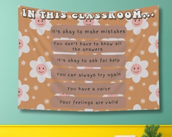 Boho Classroom Tapestry, Positive Affirmations, Teacher Decor
