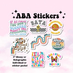 ABA stickers, behavior analysis sticker bundle, holographic rbt bcba sticker pack