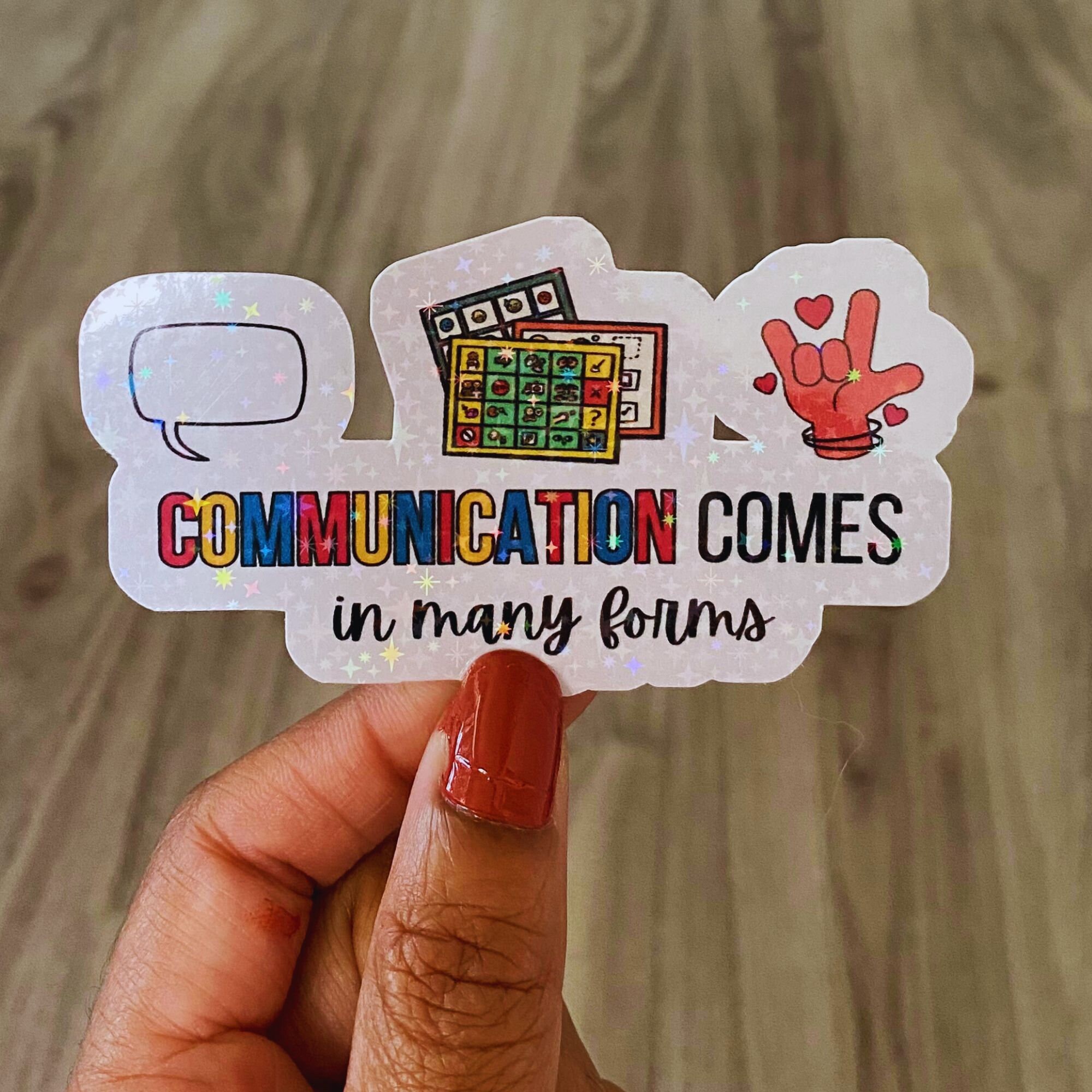 Speech Therapy Sticker, Communication Comes in Many Forms, Holographic ...