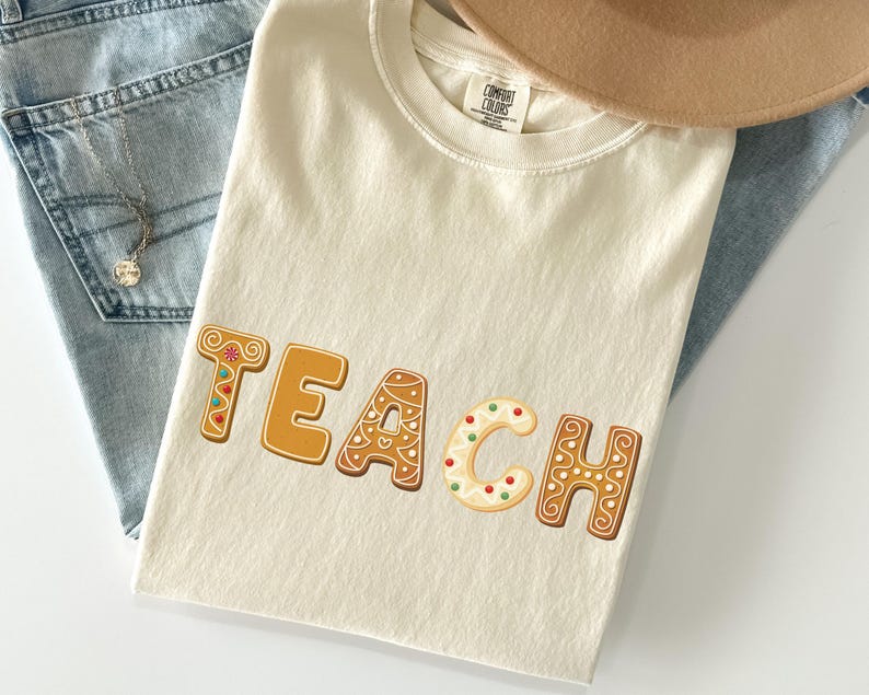 Christmas Cookie Teach T-Shirt, Holiday Teacher Apparel image 5